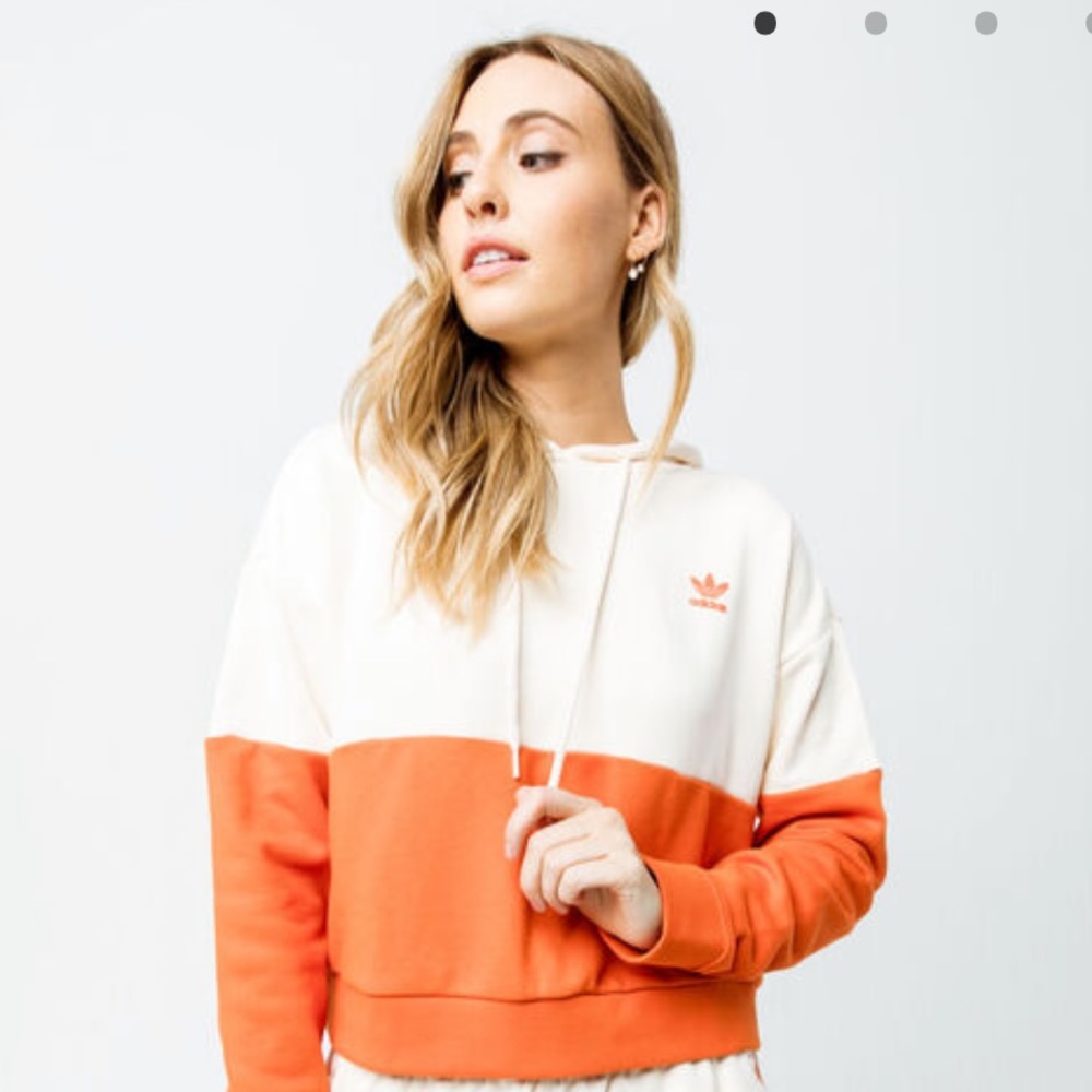 orange and white adidas hoodie